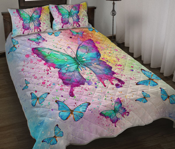 Butterfly Color- Quilt Bed Set - Love Quilt Bedding Set