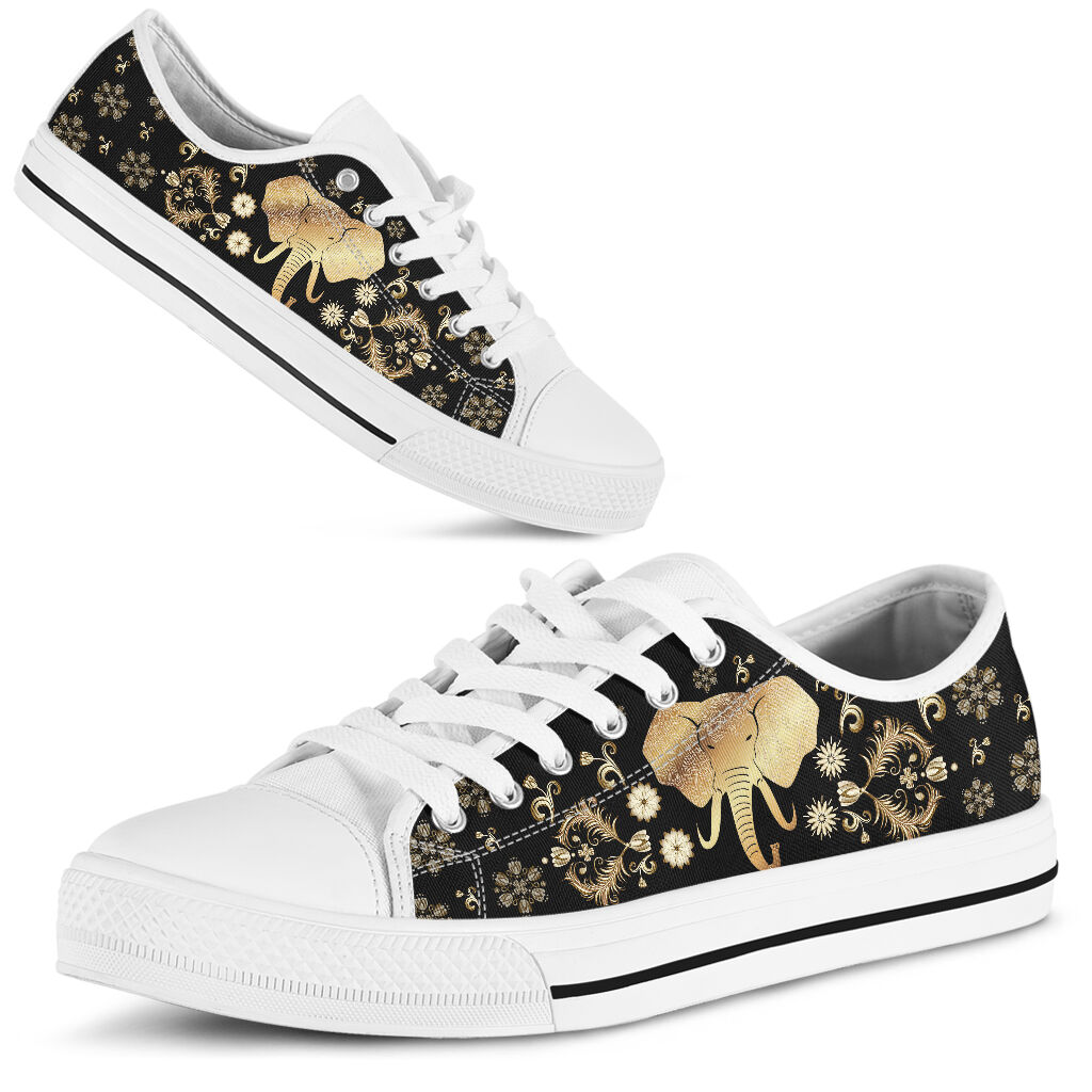Elephant Gold Floral - Low Top Shoe - Love Love Top Shoes
