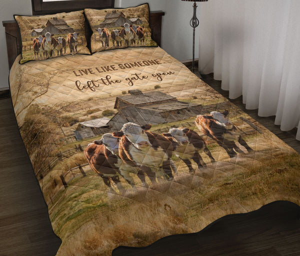 Quilt Bed Set - Cow - Live Like Someone 78 - Love Quilt Bedding Set