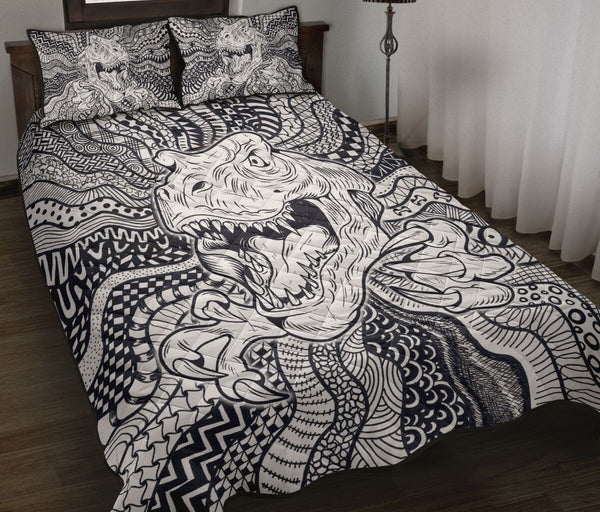 Dinosaurs Monochrome Style Quilt Bed Set- Love Quilt Bedding Set