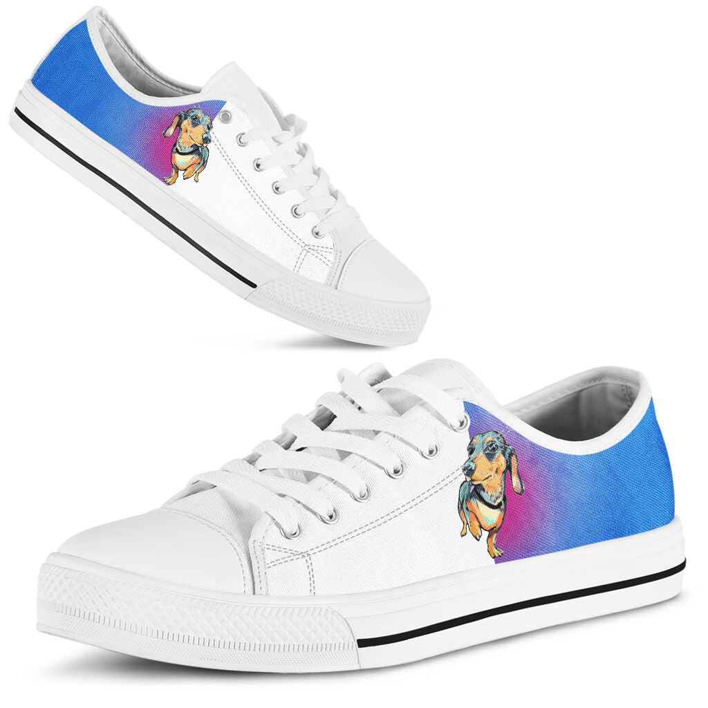 Dachshund Watercolor Low Top Shoe - Love Love Top Shoes