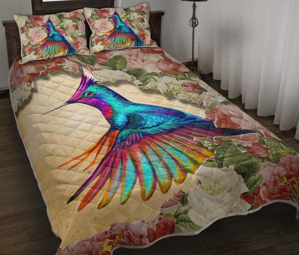 Hummingbird Flower Tear Quilt Bed Set - Love Quilt Bedding Set