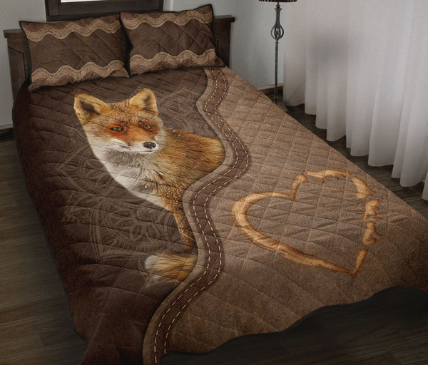 Fox Animal Leather Quilt Bed Set - Love Quilt Bedding Set