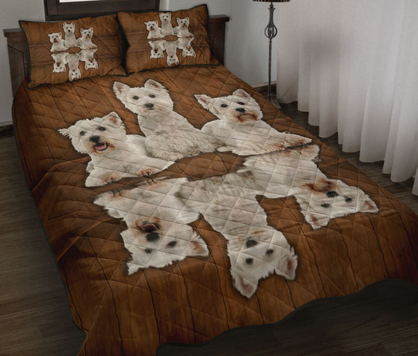 West Highland White Terrier Dog Quilt Bed Set - Love Quilt Bedding Set