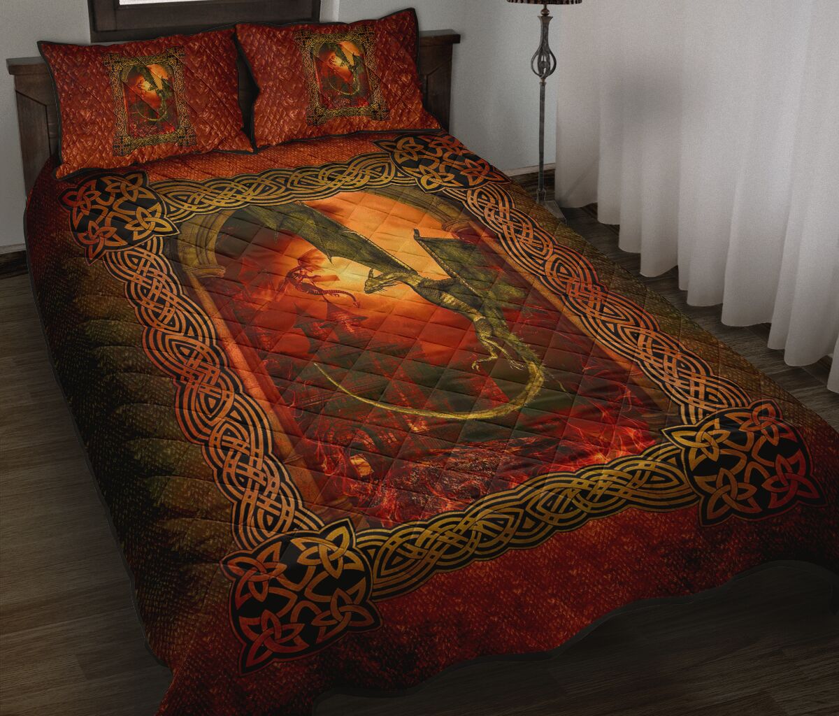 Dragon Red Skin Mandala Style Quilt Bed Set - Love Quilt Bedding Set