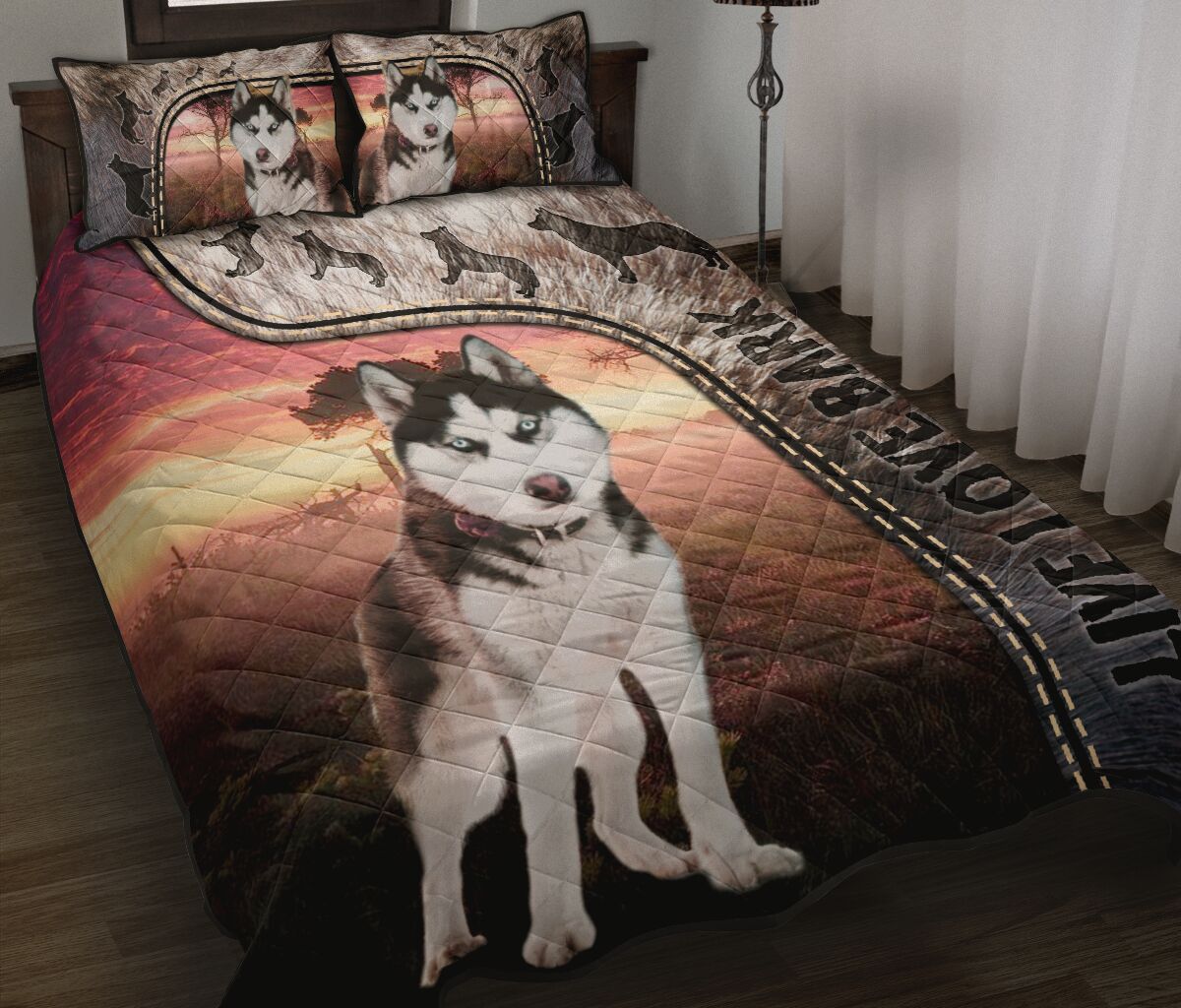Live Love Bark Husky - Bed Set - Love Quilt Bedding Set