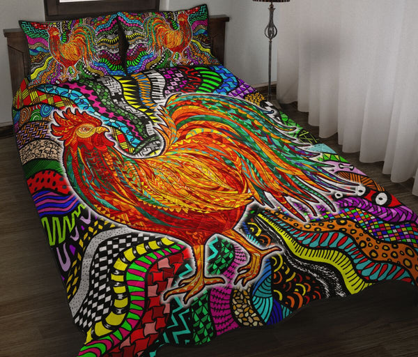 Chicken Colorful Style Quilt Bed Set - Love Quilt Bedding Set