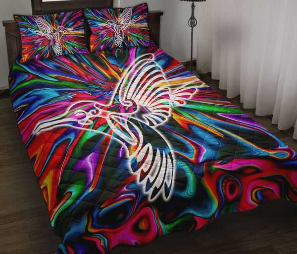 Hummingbird Animal Hippie Style Quilt Bed Set- Love Quilt Bedding Set