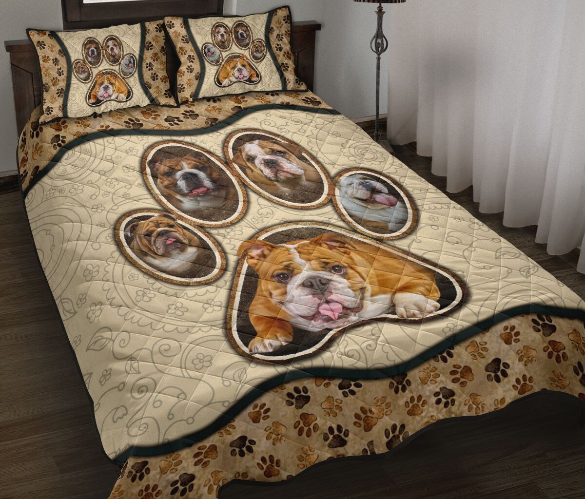 Bulldog Paw Vintage - Bed Set - Love Quilt Bedding Set