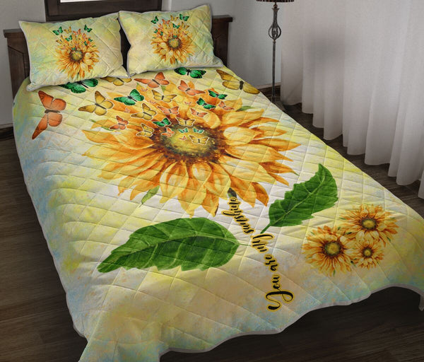 Beautiful Sunflower With Butterfly - Quilt Bed Set - Love Quilt Bedding Set