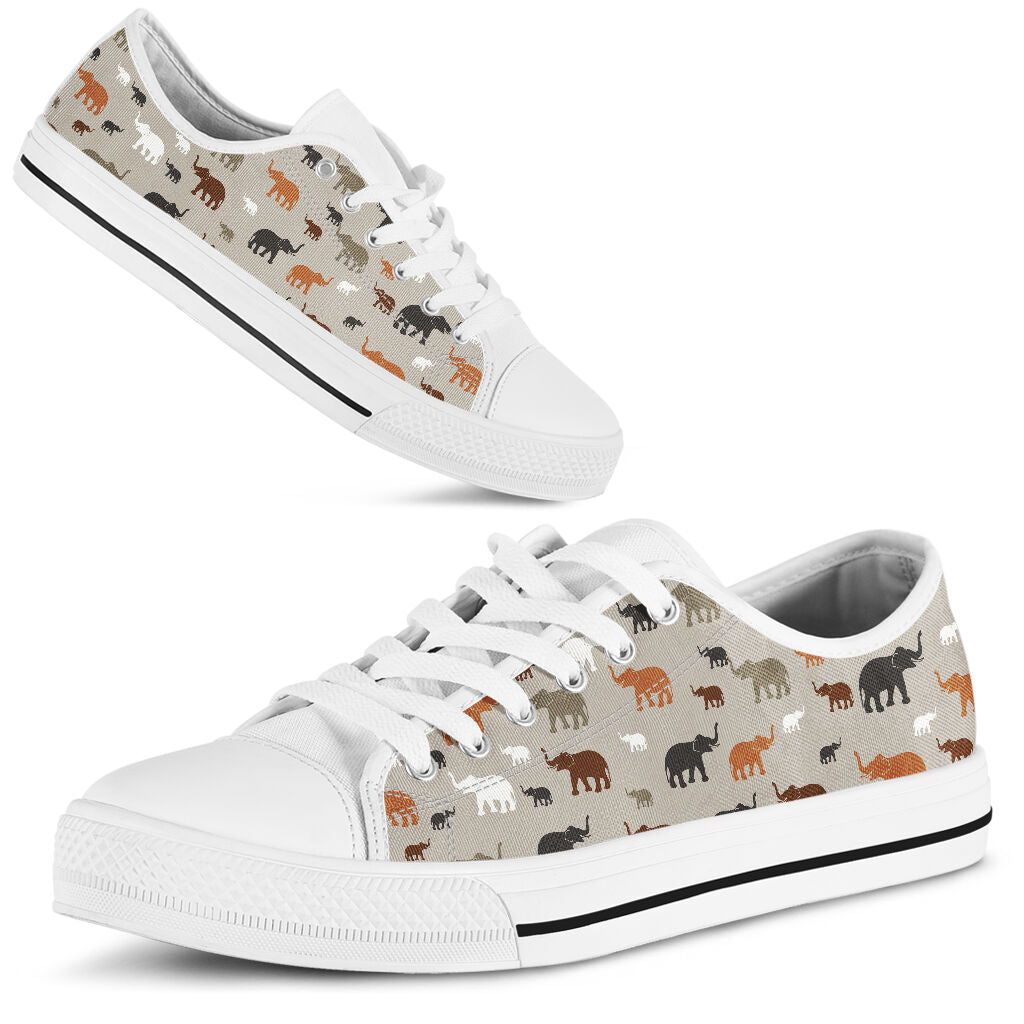 Elephants Pattern Low Top Shoes