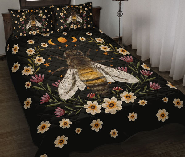 Bee Flower Quilt Bed Set - Love Quilt Bedding Set