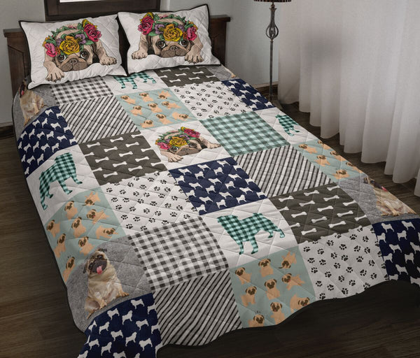 Pug Square Pattern - Bed Set - Love Quilt Bedding Set