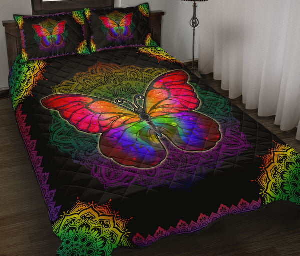 Butterfly Mandala Style Quilt Bed Set - Love Quilt Bedding Set