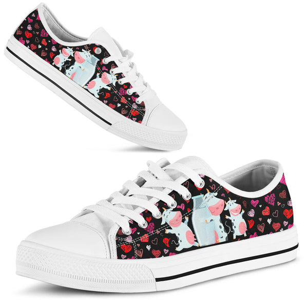 Cow Cute Love Pattern - Low Top Shoe - Love Love Top Shoes