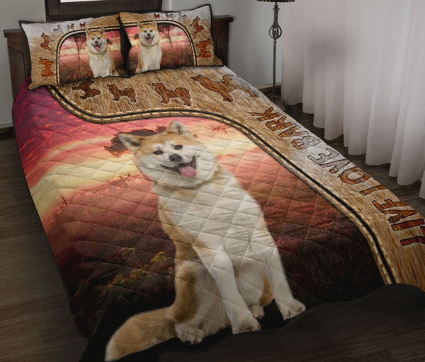 Live Love Bark Akita- Bed Set - Love Quilt Bedding Set