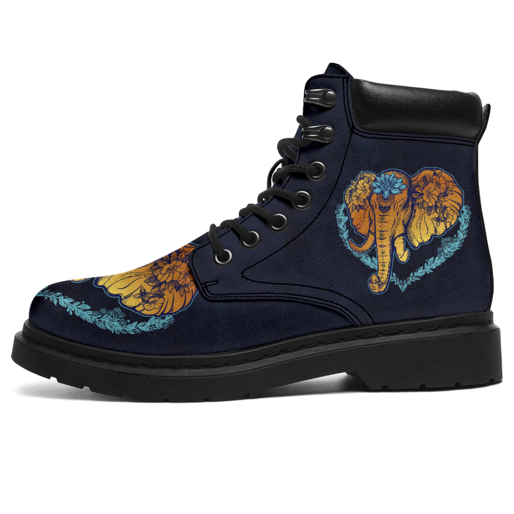 Elephant - Gold Elephant Lotus Heart Asboot - Tl - Love All Season Boots