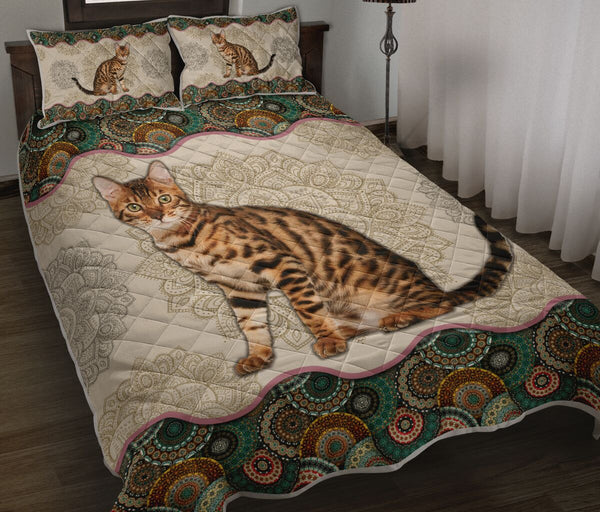 Bengal Cat - Vintage Mandala Quilt Bedding Set