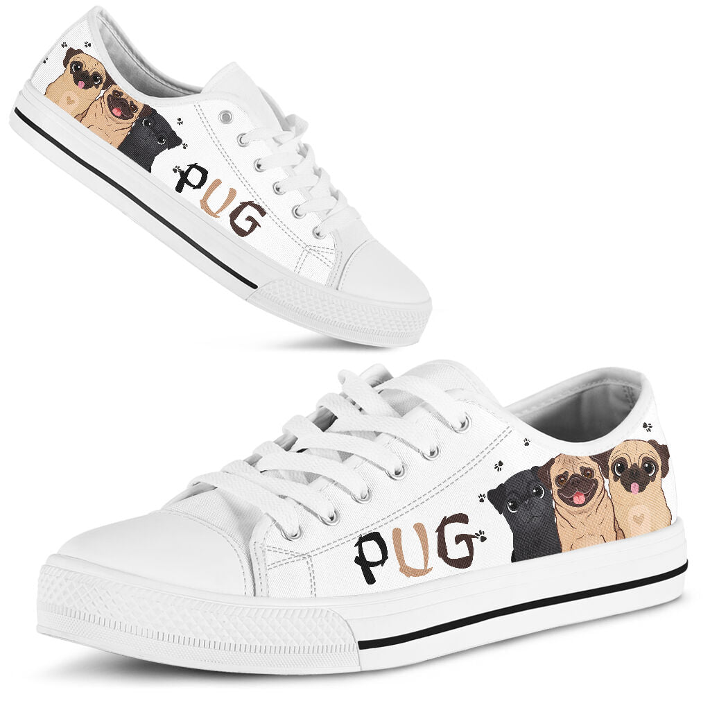 Pug Cartoon - Low Top Shoe - Love Love Top Shoes