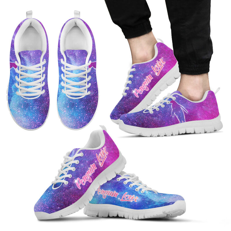 Lg Penguin Lovers In Galaxy World Sneakers, Runni- Love Sneakers