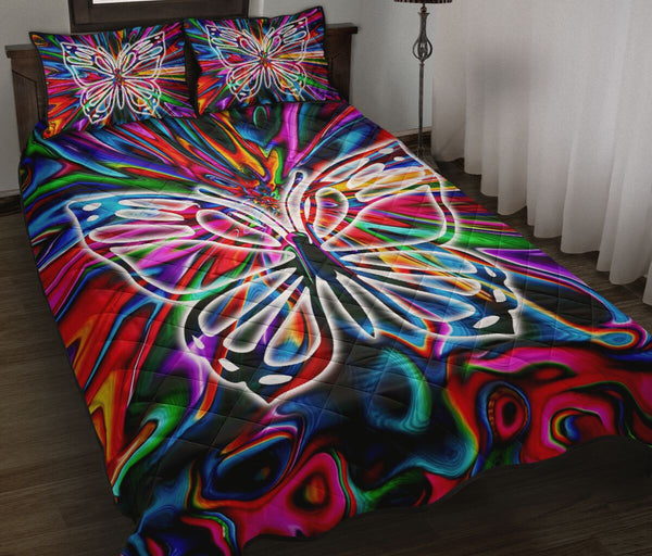 Butterfly Hippie Style Quilt Bed Set - Love Quilt Bedding Set