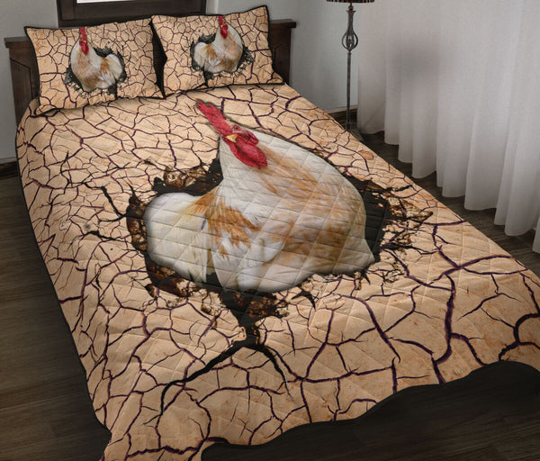 Chicken Farm Earth Crack Style Quilt Bed Set - Love Quilt Bedding Set