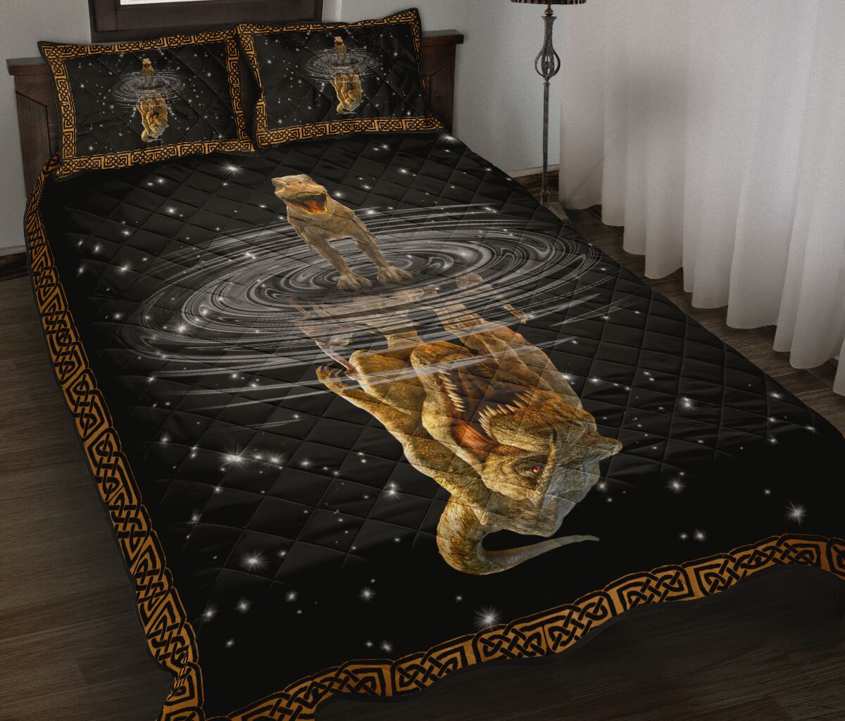 T Rex Reflection Mandala Style Quilt Bed Set - Love Quilt Bedding Set