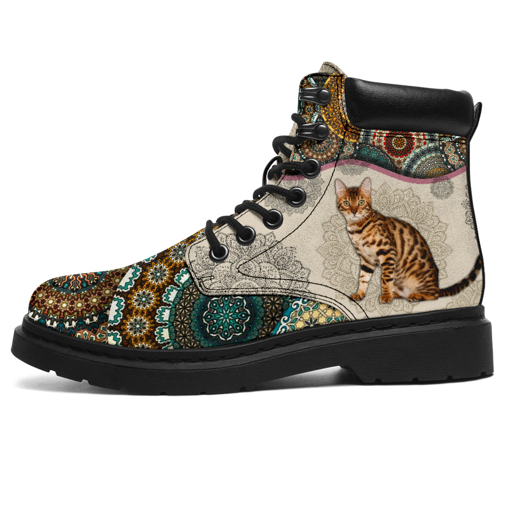 Bengal Cat - Vintage Mandala Asboot Sky - Love All Season Boots