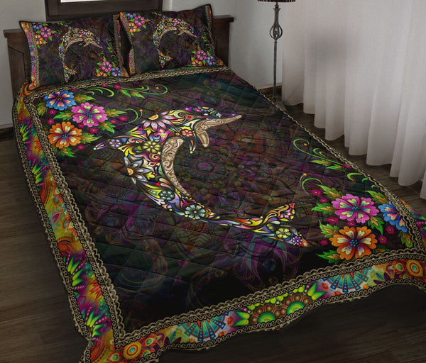 Dolphin Mandala Colorful Style Quilt Bed Set - Love Quilt Bedding Set