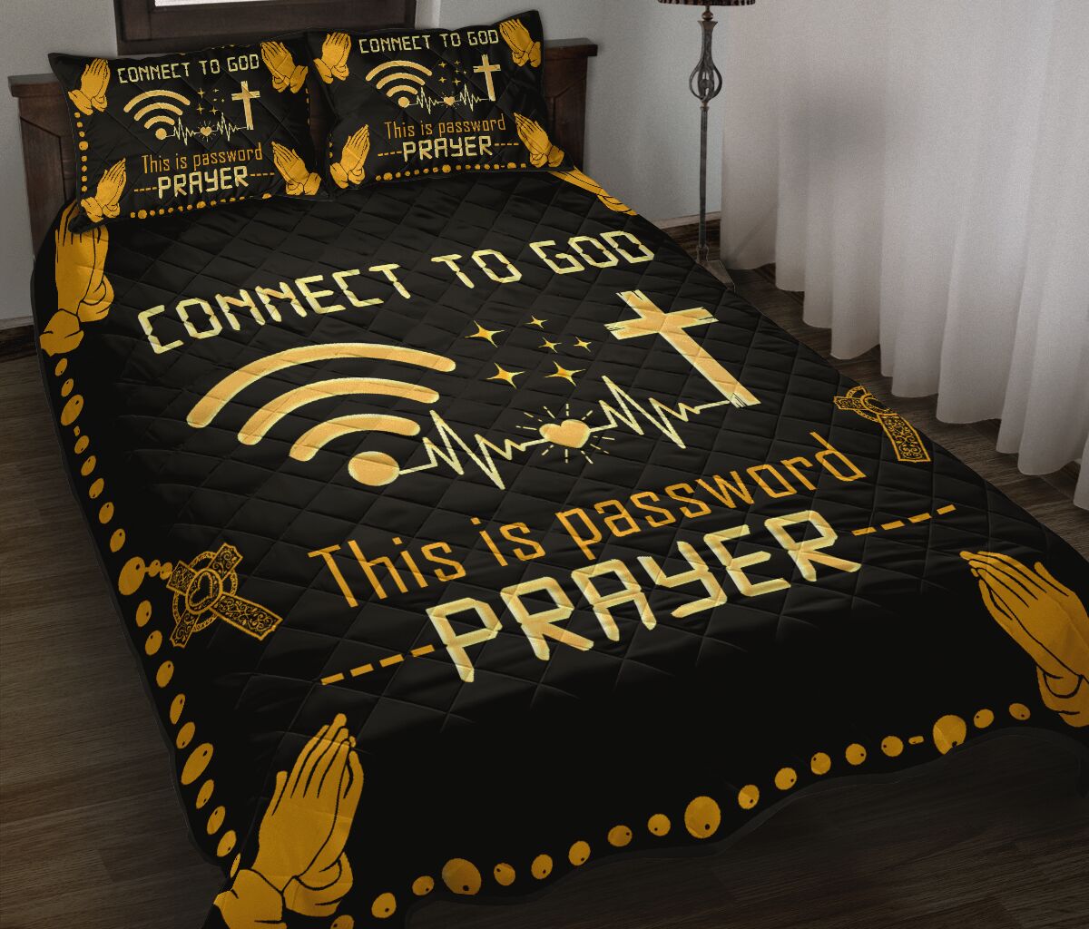 Connect To God Quotes Style Quilt Bed Set - Love Quilt Bedding Set