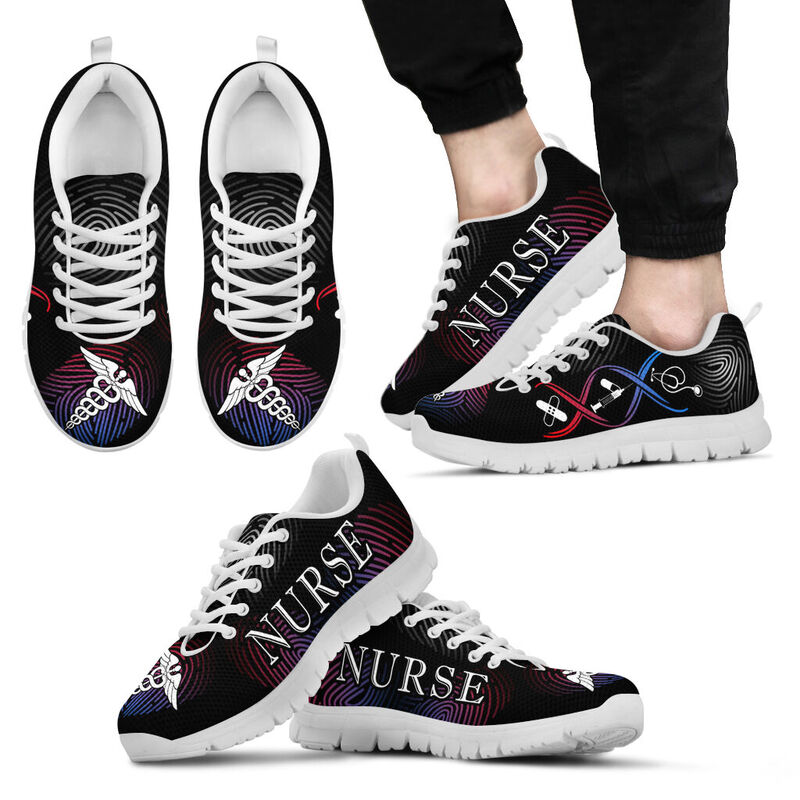 Nurse Dna Fingerprint Shoes Sneakers, Running Shoes, Shoes For Women, Shoes For Men, Custom - Love Sneakers