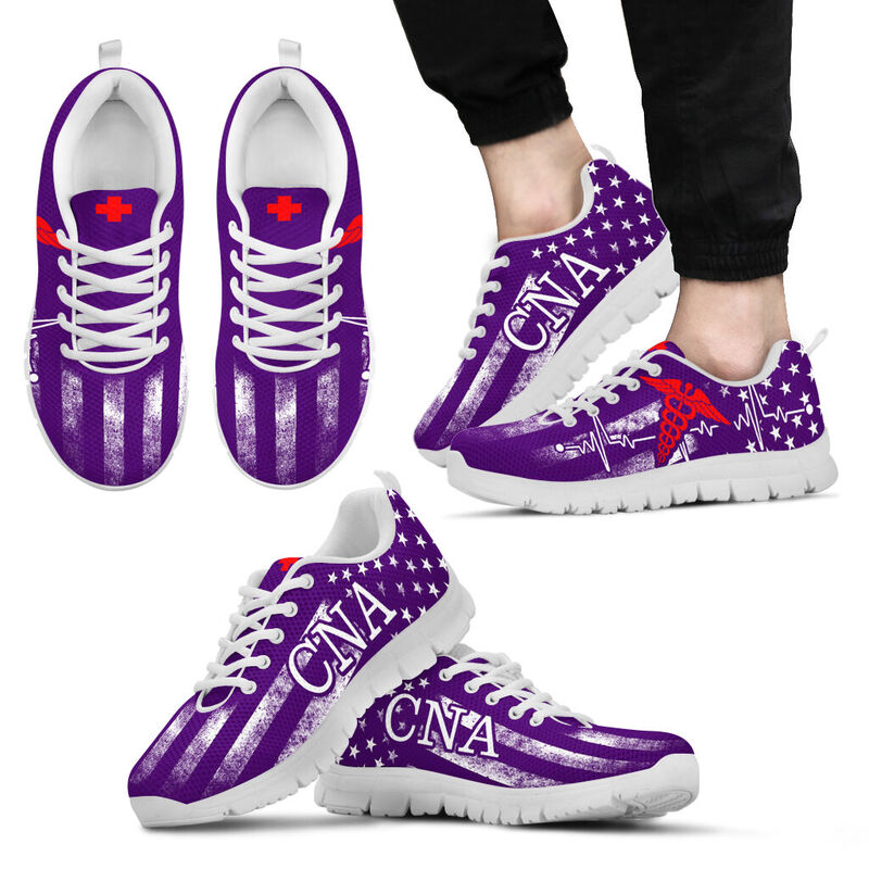 Cna American Flag- Dark Purple Sneakers, Runnin- Love Sneakers