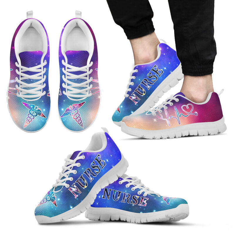 Galaxy Art Nurse Sneakers, Running Shoes, Shoes For Women, Shoes For Men, Custom Shoes, L- Love Sneakers