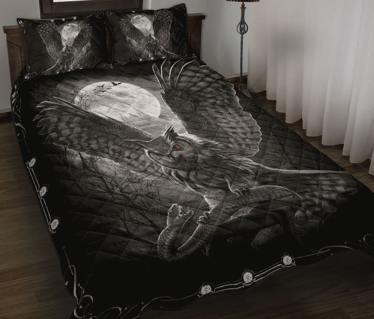 Owl Gothic Style Quilt Bed Set - Love Quilt Bedding Set