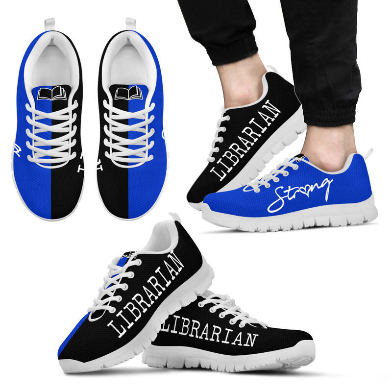 Librarian Strong Royal Blue Black Sneakers, Running Shoes, Shoes For Women, Shoes For Men, C- Love Sneakers