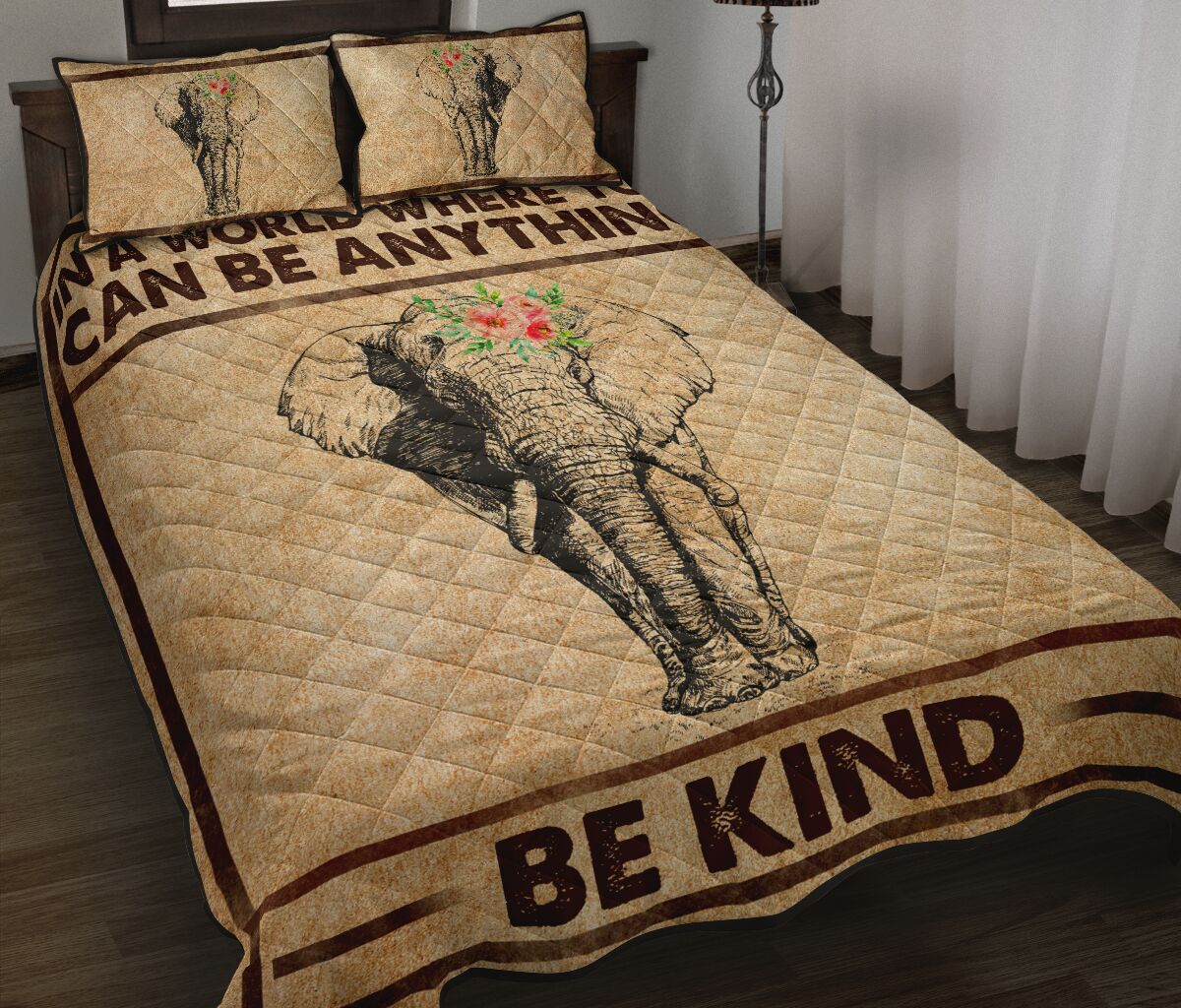 Elephant Pen Art Style Quilt Bed Set - Love Quilt Bedding Set