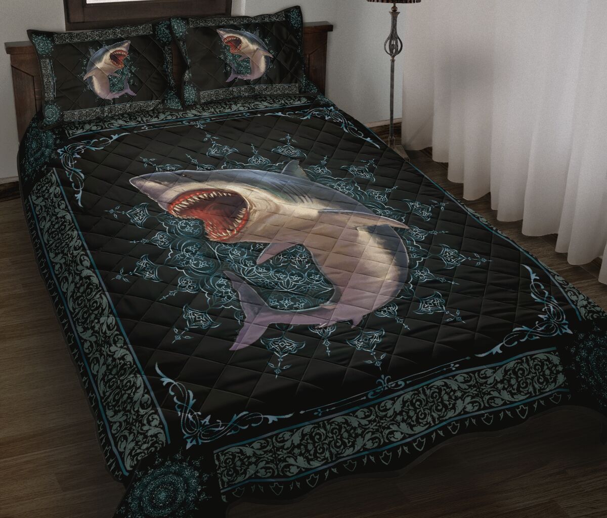 Shark Sea Animal Mandala Style Quilt Bed Set- Love Quilt Bedding Set