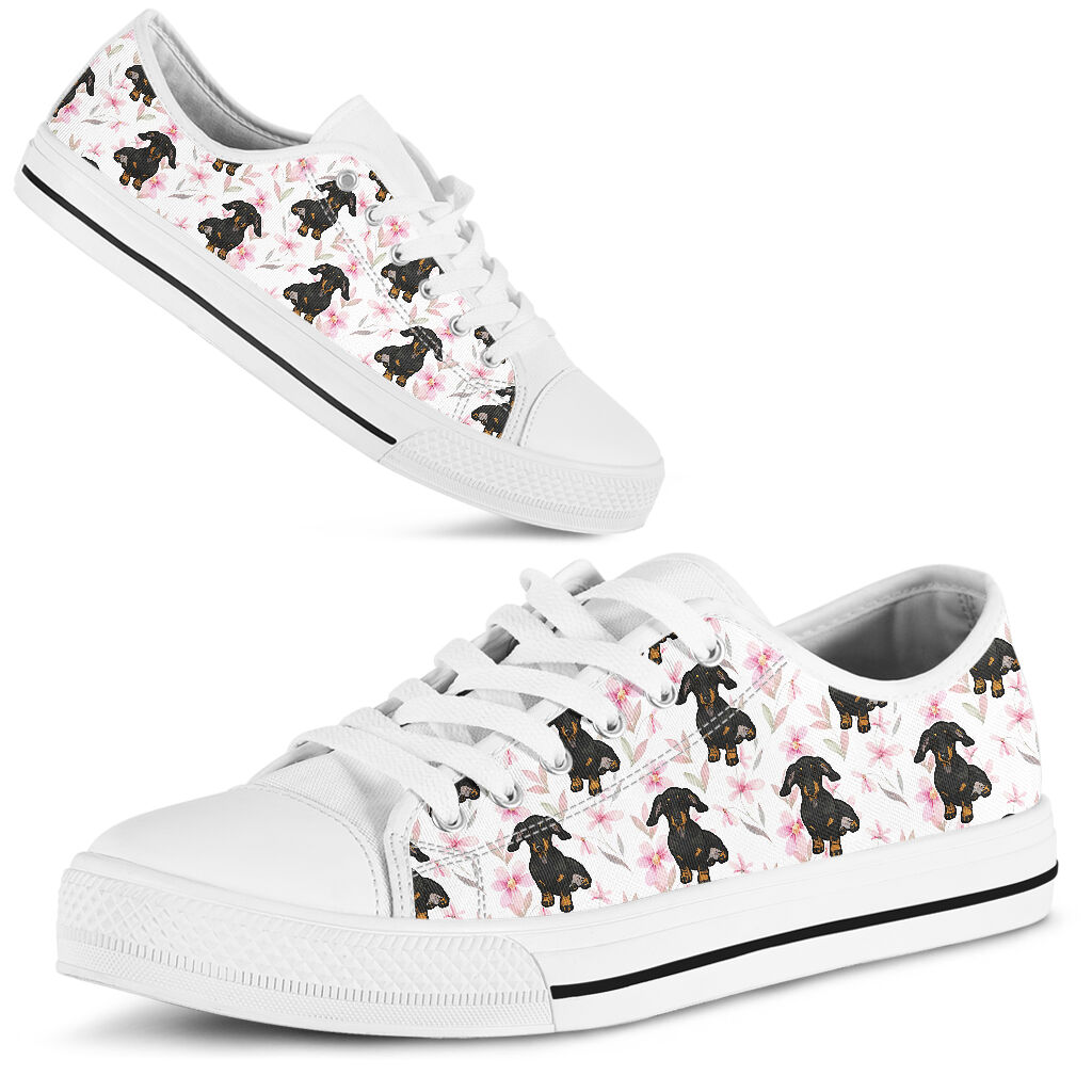 Dachshund Flower Pink Low Top Shoes - Love Low Top Shoes