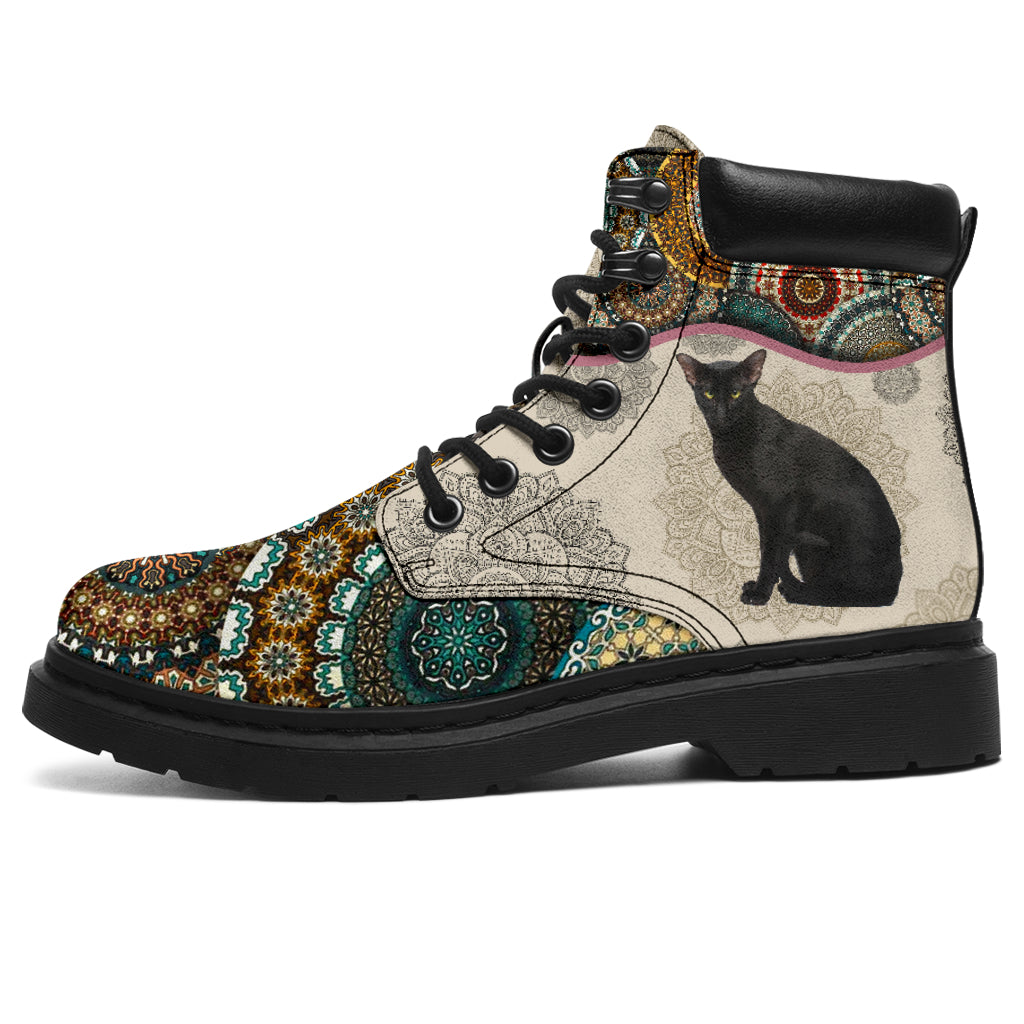 Black Oriental Kitty - Vintage Mandala Asboot Kd - Love All Season Boots