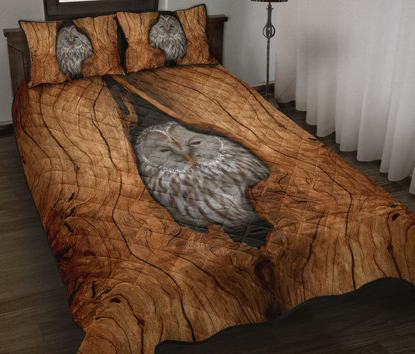 Owl Wood Style Quilt Bed Set - Love Quilt Bedding Set