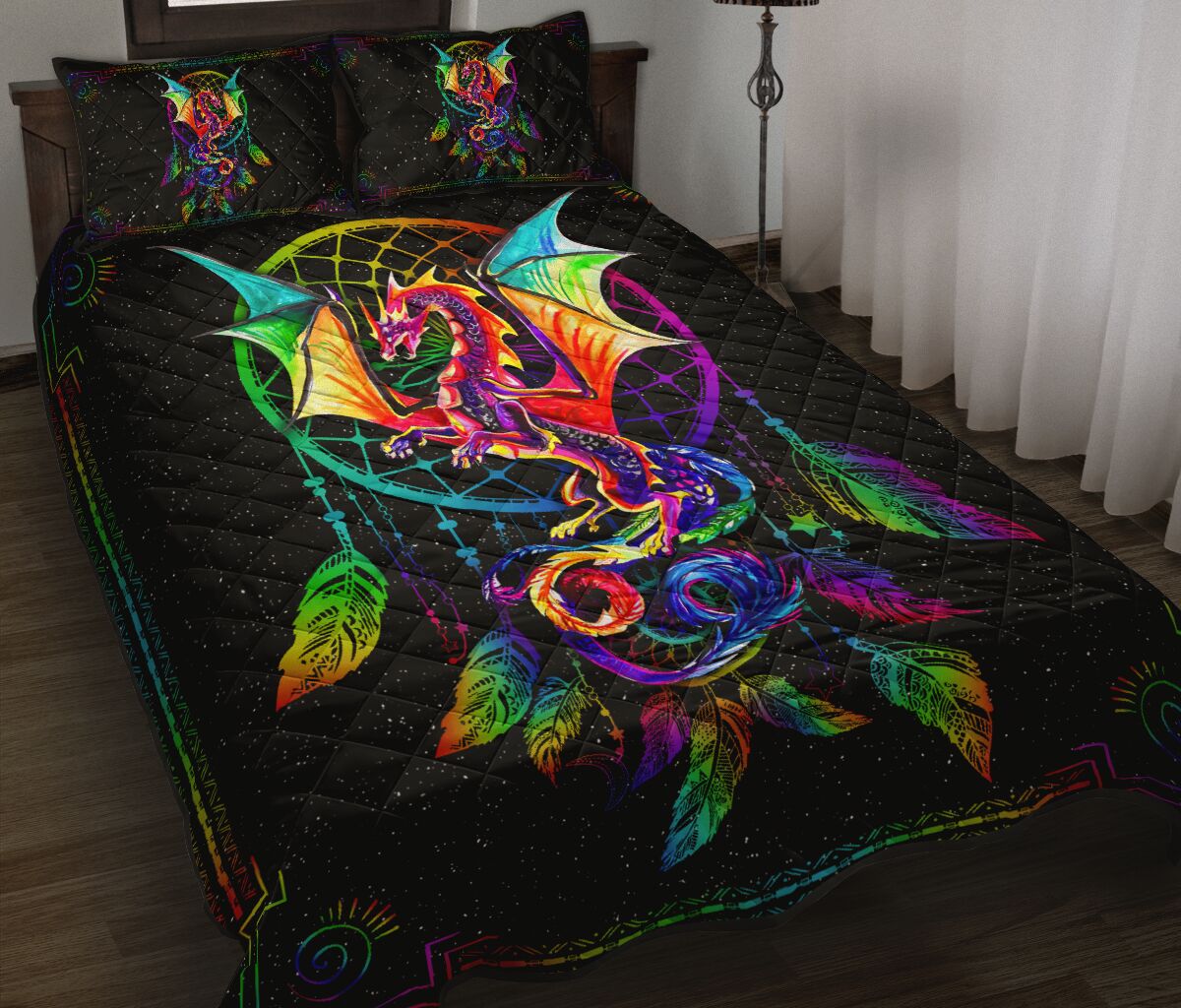 Dragon Catcher Dream Color Style Quilt Bed Set - Love Quilt Bedding Set