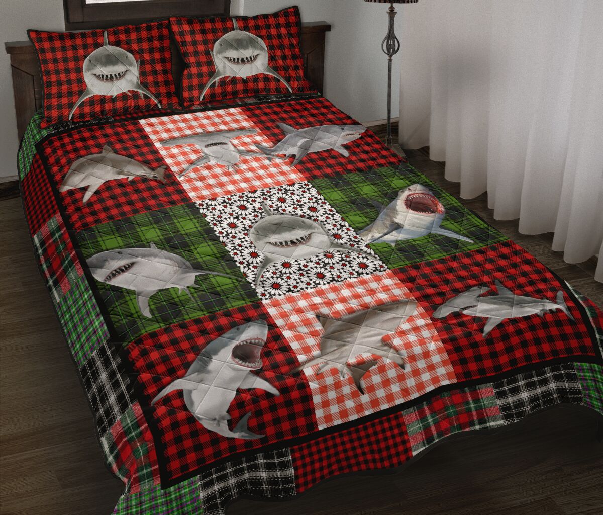 Shark Fabric Style Quilt Bed Set - Love Quilt Bedding Set