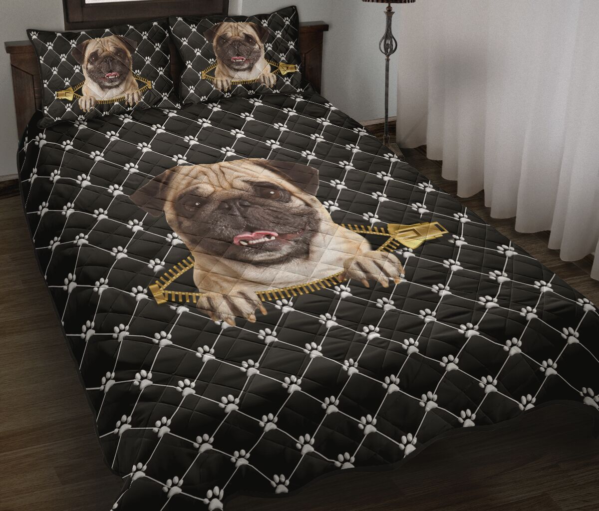 Pug Zipper - Bed Set - Love Quilt Bedding Set