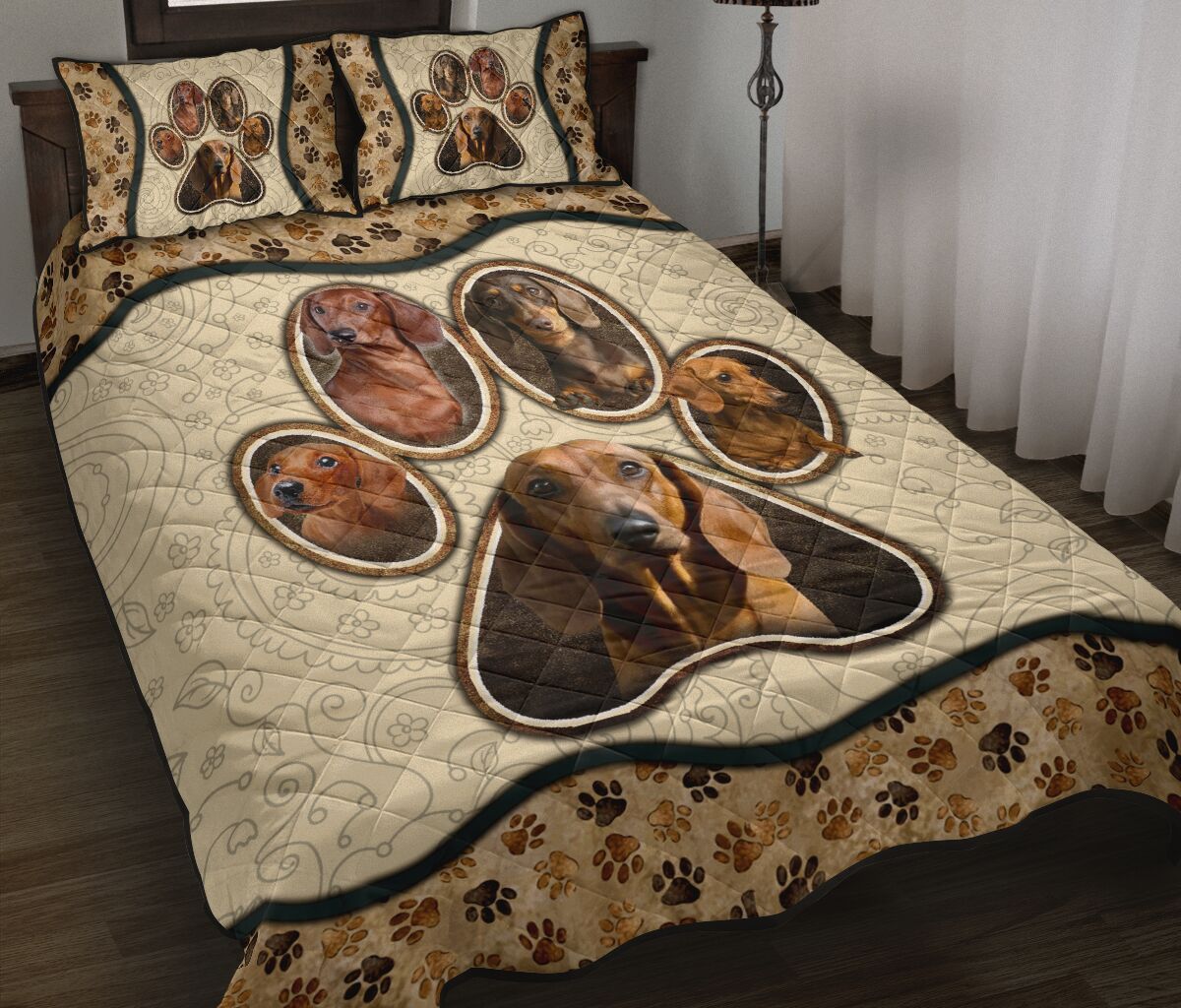 Dachshund Paw Vintage - Bed Set - Love Quilt Bedding Set