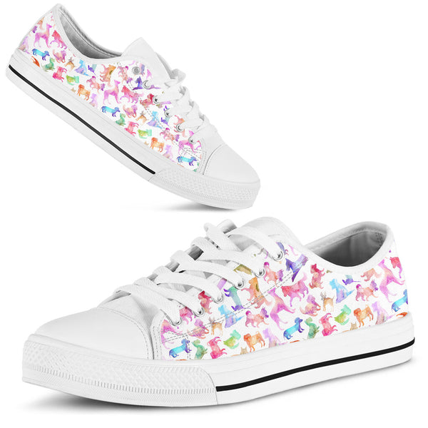 Dog Watercolor Silhouette Low Top - TlShoes