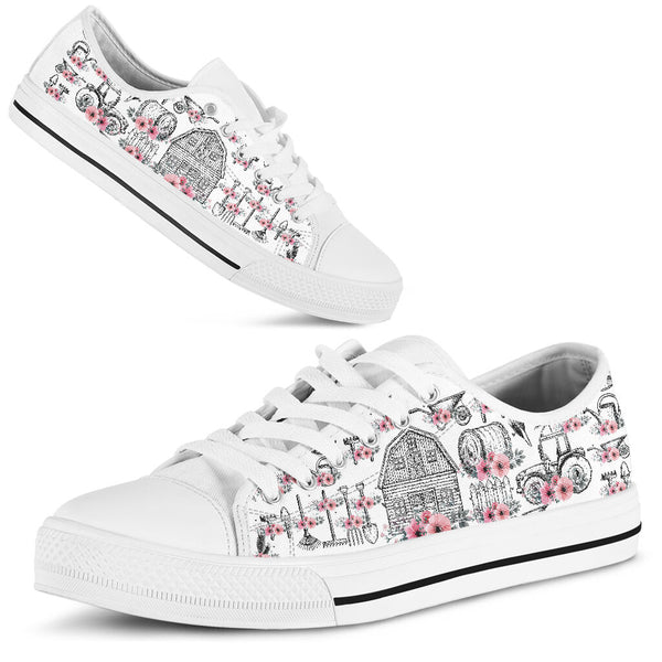 Farm Tools - Flowers - Low Top Shoe - Love Love Top Shoes