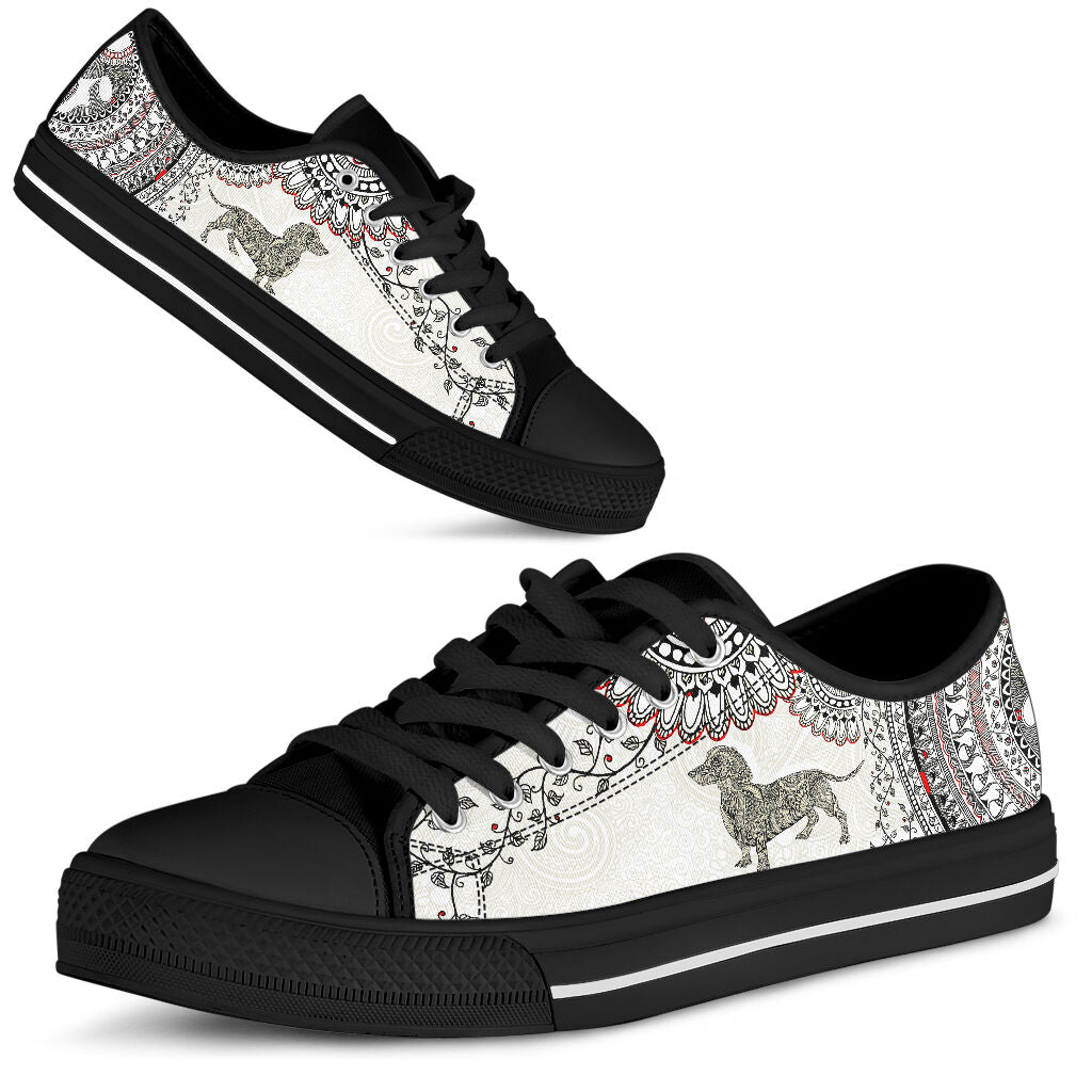 Dachshund Mandala Pattern - Low Top Shoe - Love Love Top Shoes