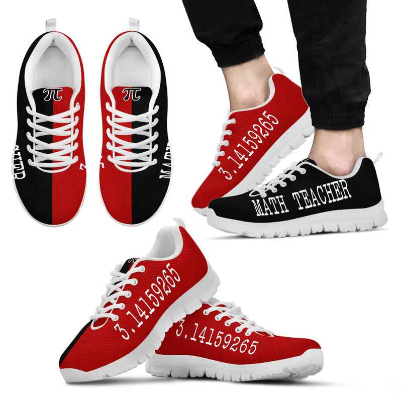 Math Teacher Red Black Strong Sneakers, Running Shoes, Shoes For Women, Shoes For Men, Cust- Love Sneakers