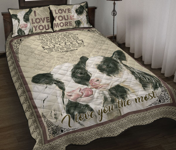 Quilt Bed Set - Cow - I Love You More 65 - Love Quilt Bedding Set