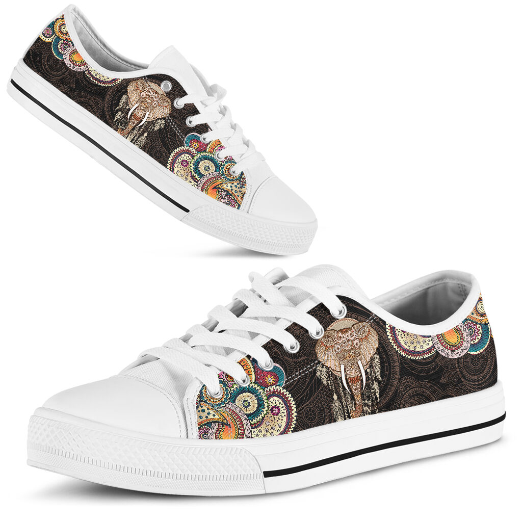 Elephant Henna Paisley Low Top White Sole Shoes
